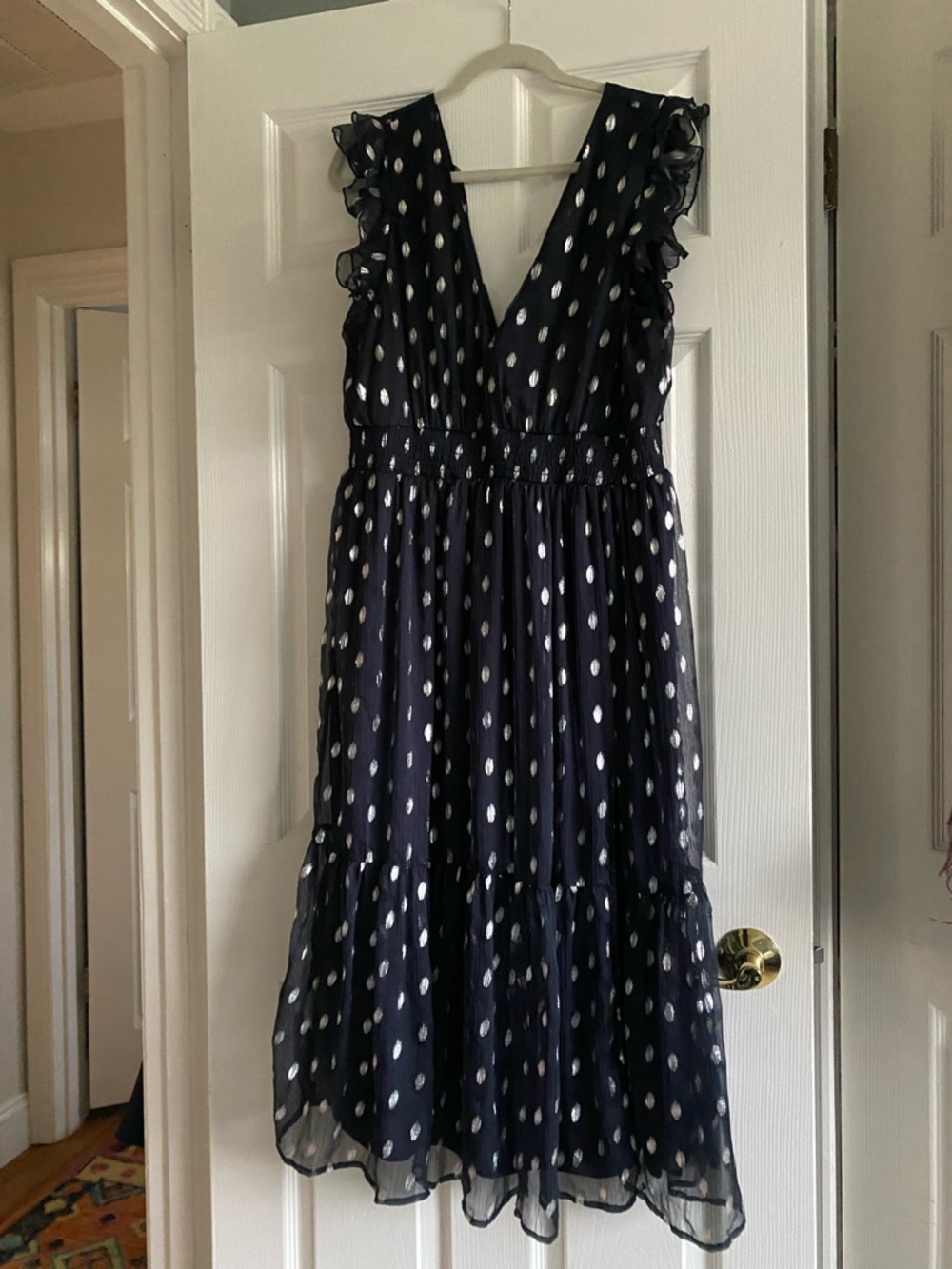 Lulu's Navy and White Polka Dot Midi Dress